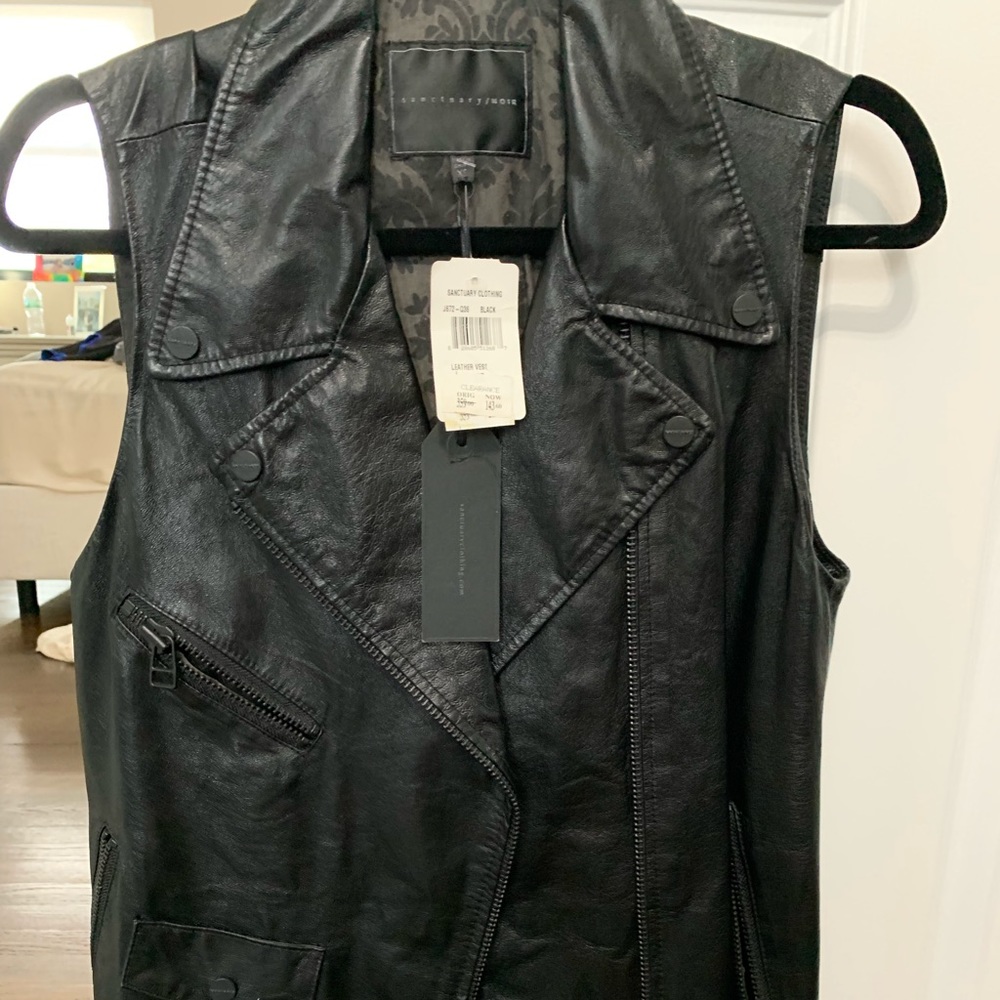 Black leather vest